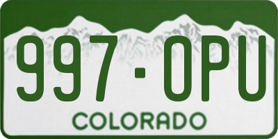CO license plate 997OPU