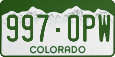 CO license plate 997OPW