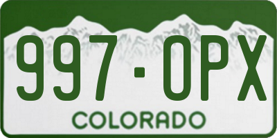CO license plate 997OPX