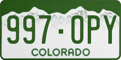 CO license plate 997OPY
