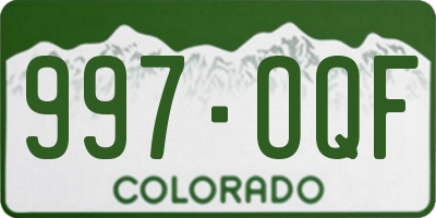 CO license plate 997OQF