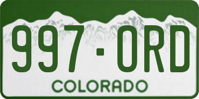 CO license plate 997ORD