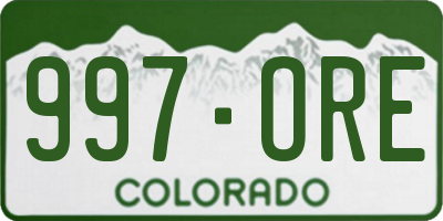 CO license plate 997ORE