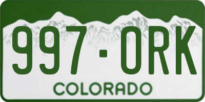 CO license plate 997ORK