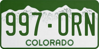 CO license plate 997ORN