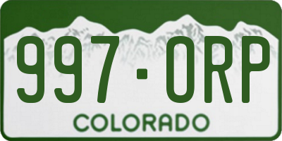 CO license plate 997ORP