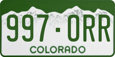 CO license plate 997ORR