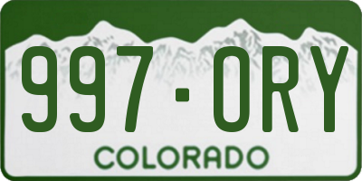 CO license plate 997ORY