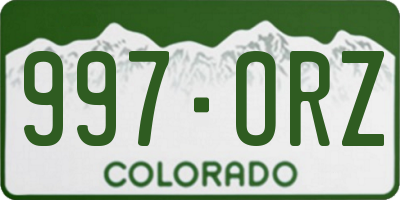 CO license plate 997ORZ