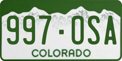 CO license plate 997OSA
