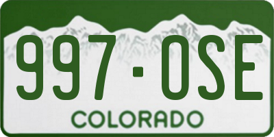 CO license plate 997OSE