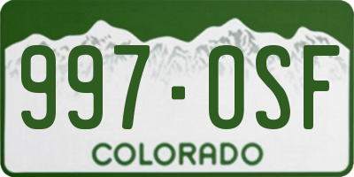 CO license plate 997OSF