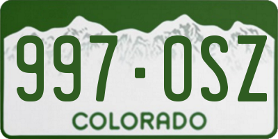 CO license plate 997OSZ