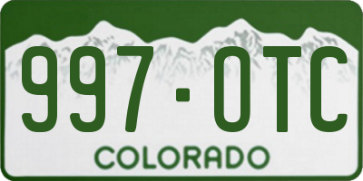 CO license plate 997OTC