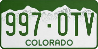 CO license plate 997OTV