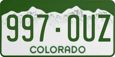 CO license plate 997OUZ