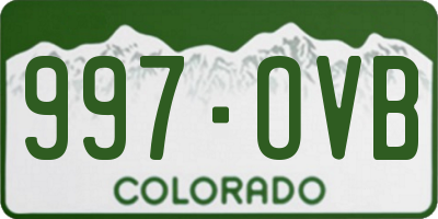 CO license plate 997OVB