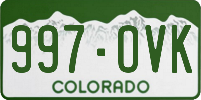 CO license plate 997OVK