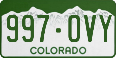 CO license plate 997OVY