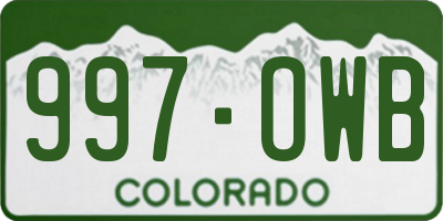 CO license plate 997OWB