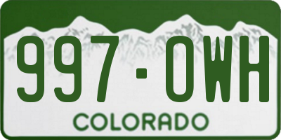 CO license plate 997OWH