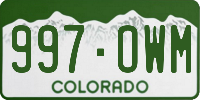 CO license plate 997OWM