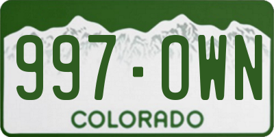 CO license plate 997OWN