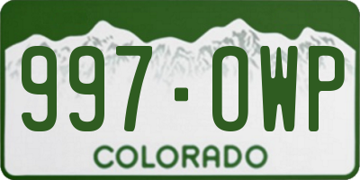 CO license plate 997OWP