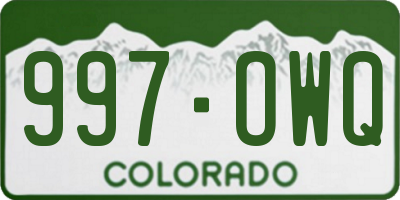 CO license plate 997OWQ