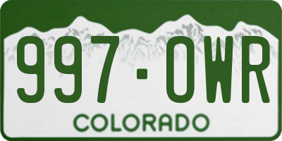 CO license plate 997OWR