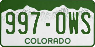 CO license plate 997OWS