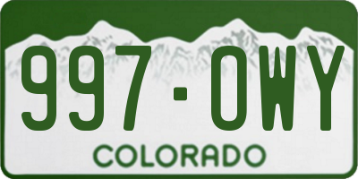 CO license plate 997OWY