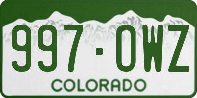 CO license plate 997OWZ