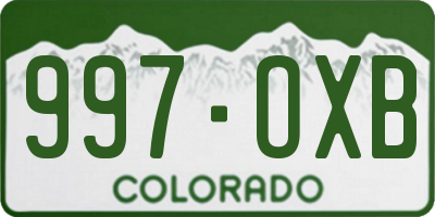 CO license plate 997OXB