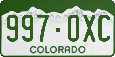 CO license plate 997OXC
