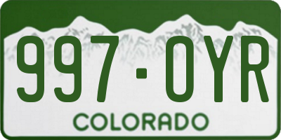 CO license plate 997OYR