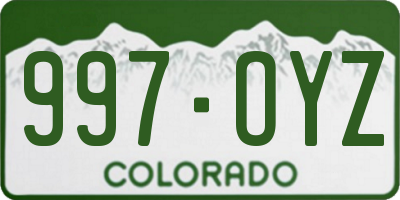CO license plate 997OYZ
