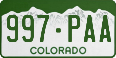 CO license plate 997PAA