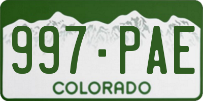 CO license plate 997PAE