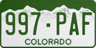 CO license plate 997PAF