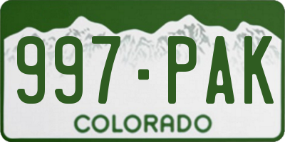CO license plate 997PAK
