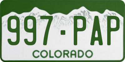 CO license plate 997PAP