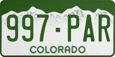 CO license plate 997PAR