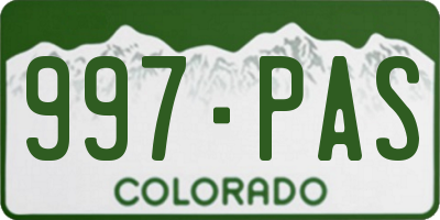 CO license plate 997PAS