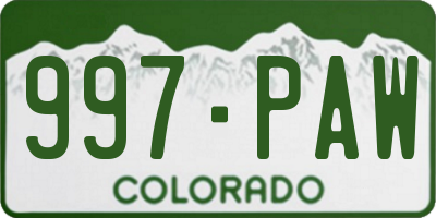 CO license plate 997PAW