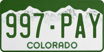 CO license plate 997PAY