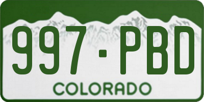 CO license plate 997PBD