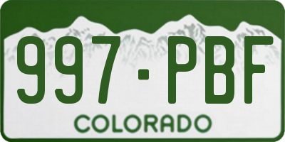 CO license plate 997PBF