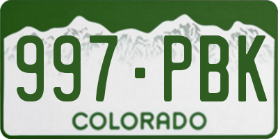 CO license plate 997PBK