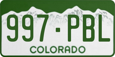 CO license plate 997PBL